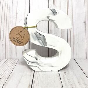 Marble Monogram Letter "S" Home Office Decor Gray & White NEW!!